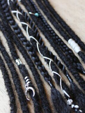 Black Synthetic Hair Dreadlocks Accents Locs Braid Viking Hippie Boho